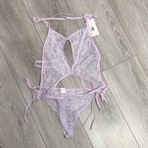 NWT Coccko Lilac Lace Lingerie Chemise with Adjustable Ties